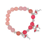 89692, FLAMINGO CHARM BEADED STRETCH BRACELET