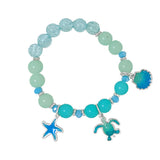 89692, SEA LIFE CHARM BEADED STRETCH BRACELET
