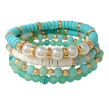 89716, MULTI LAYERED BEADED STRETCH BRACELET