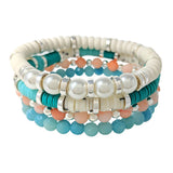 89716, MULTI LAYERED BEADED STRETCH BRACELET