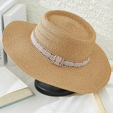 89750, TWO TONES BOATER HAT WITH TRIBAL TRIM