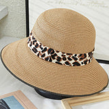 89751, SOLID COLOR BOWLER HAT WITH LEOPARD TRIM