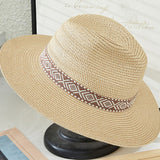 89753, WOVEN FEDORA HAT WITH AZTEC TRIM