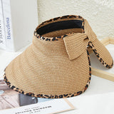 89755, LEOPARD EDGE STRAW ROLL UP VISOR