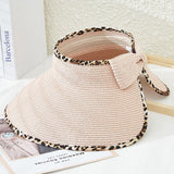 89755, LEOPARD EDGE STRAW ROLL UP VISOR