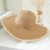 89756, PEARL & STRAW STRING FLOPPY HAT