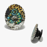 89816, WESTERN SQUASH BLOSSOM WOODEN SELF ADHESIVE PHONE GRIP