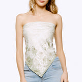 89849, FLORAL PRINTED SILKY TWILL SCARF