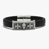 89900, SKULL STAINLESS STEEL LEATHER MAGNETIC CLOSE BRACELET