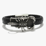 89902, SCORPION STAINLESS STEEL LEATHER MAGNETIC CLOSE BRACELET