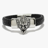 89910, DEMON HEAD STAINLESS STEEL LEATHER MAGNETIC CLOSE BRACELET