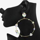 89996, MULTI RHINESTONE ACCENT ROUND EARRING