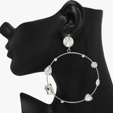 89996, MULTI RHINESTONE ACCENT ROUND EARRING