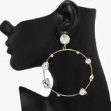 89996, MULTI RHINESTONE ACCENT ROUND EARRING