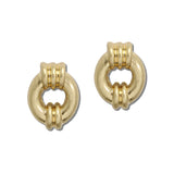 114588, WATER RESISTANT RIBBED DOORKNOCKER CIRCLE STUD EARRINGS