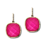 114021, WATER RESISTANT FACETED CUSHION DROP EARRINGS
