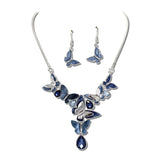 Butterfly Cluster Necklace Earring Set – Silver/Blue · YNE5459SBL_AJ 8