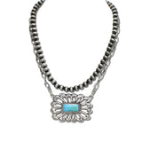 Western Concho Stone Layered Necklace – Silver Burnished/Turquoise · AN5644-SBTQ_MO 8
