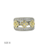 14K Gold Plated Clover CZ Two Tone Wide Band Ring – 8 · K2349-8_MX 8