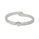 Oval And Baguette Rhinestone Open Stretch Cuff Bracelet – Silver/Clear · B8752S_JM 8