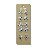 SE3006SBWT 8 · Checkered Card Suit Stud Earring Set – Silver Burnished