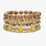 90049, MULTI LAYERED WOODEN BEADED STRETCH BRACELET