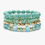 90049, MULTI LAYERED WOODEN BEADED STRETCH BRACELET