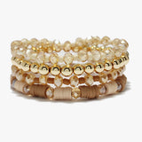 90050, MULTI LAYERED HEISHI BEADED STRETCH BRACELET