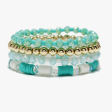 90050, MULTI LAYERED HEISHI BEADED STRETCH BRACELET