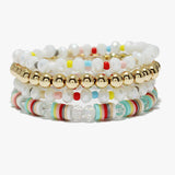 90050, MULTI LAYERED HEISHI BEADED STRETCH BRACELET