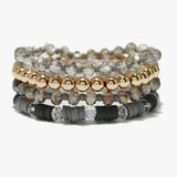 90050, MULTI LAYERED HEISHI BEADED STRETCH BRACELET