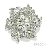 90074, FLOWER MULTI RHINESTONE EVENING PIN BROOCH