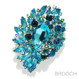 90075, MULTI RHINESTONE EVENING PIN BROOCH