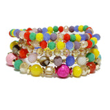 90097, MULTI LAYERED BEADED STRETCH BRACELET