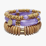 90099, CELLULOID ACETATE & WOOD ACCENT MULTI LAYERED BEADED STRETCH BRACELET