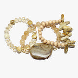 90100, SEMI PRECIOUS STONE MULTI LAYERED BEADED STRETCH BRACELET