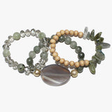 90100, SEMI PRECIOUS STONE MULTI LAYERED BEADED STRETCH BRACELET