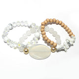 90100, SEMI PRECIOUS STONE MULTI LAYERED BEADED STRETCH BRACELET