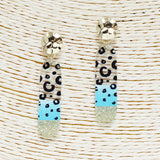 90102, COLORFUL LEOPARD PRINT WITH GLITTER ACRYLIC EARRING