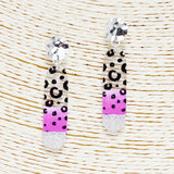 90102, COLORFUL LEOPARD PRINT WITH GLITTER ACRYLIC EARRING