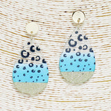 90103, TEARDROP LEOPARD PRINT WITH GLITTER ACRYLIC EARRING