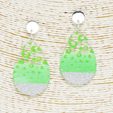 90103, TEARDROP LEOPARD PRINT WITH GLITTER ACRYLIC EARRING