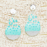 90103, TEARDROP LEOPARD PRINT WITH GLITTER ACRYLIC EARRING
