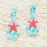 90105, STARFISH PRINT TEARDROP ACRYLIC EARRING