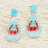 90105, CRAB PRINT TEARDROP ACRYLIC EARRING