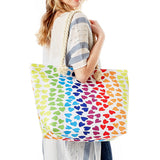 90107, MULTI HEART PRINT BEACH BAG