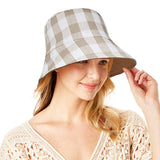 90108, REVERSIBLE PLAID & SOLID TWO SIDE BUCKET HAT