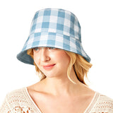 90108, REVERSIBLE PLAID & SOLID TWO SIDE BUCKET HAT