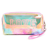 90118, "LOVE" HOLOGRAPHIC WRINKLED POUCH