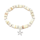 90165, STARFISH CHARM MIXED BEADED STRETCH BRACELET
